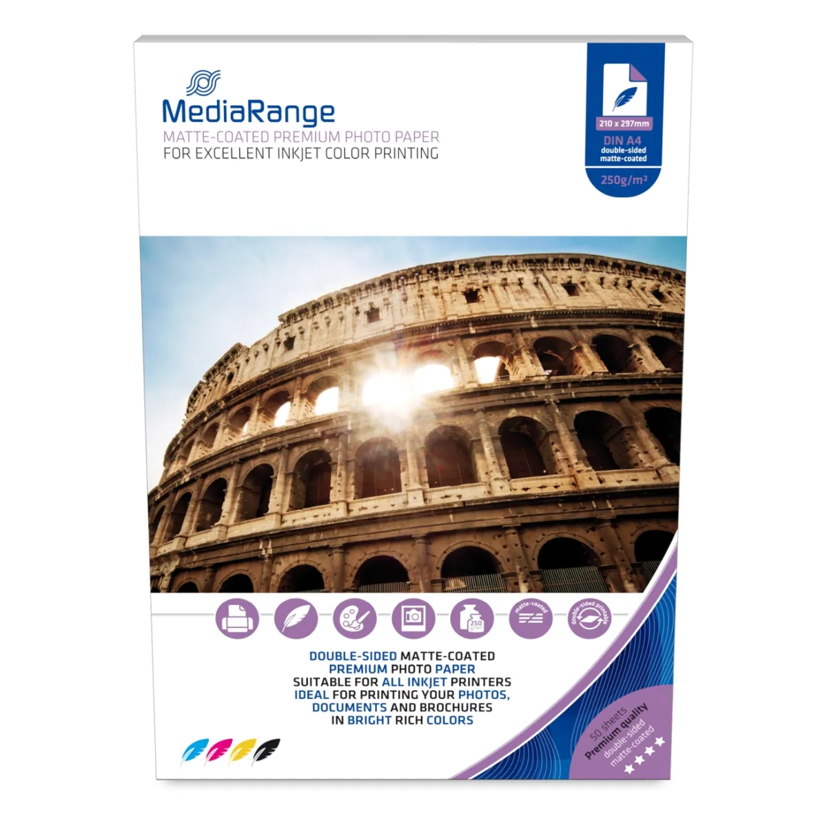 MediaRange Fotopapier, A4, 250g, 50 Blatt