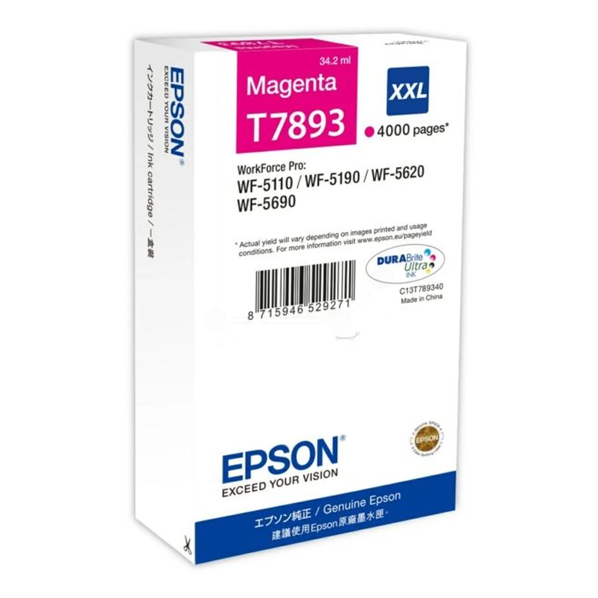 Druckerpatrone Epson T7893 XXL magenta 34 ml | 4.000 Seiten (C13T789340)