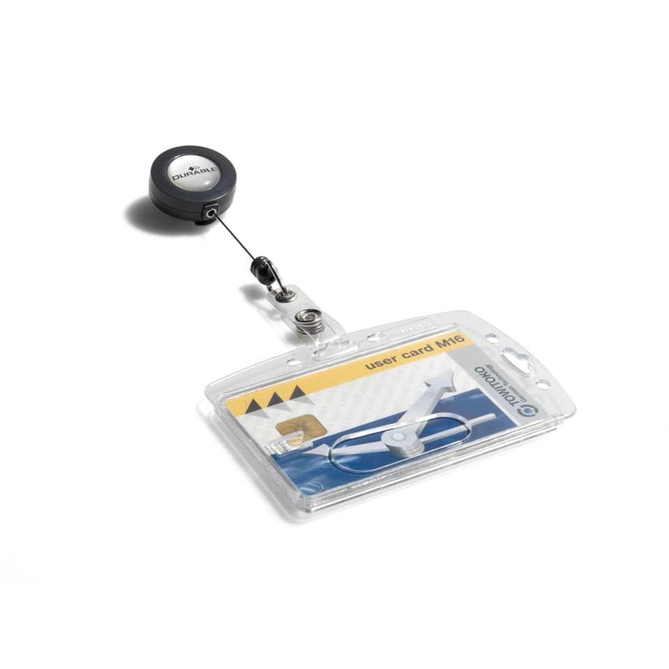 Durable Namensschild Hartbox mit Ausweiskartenhalter, transparent, 85 x 54 mm