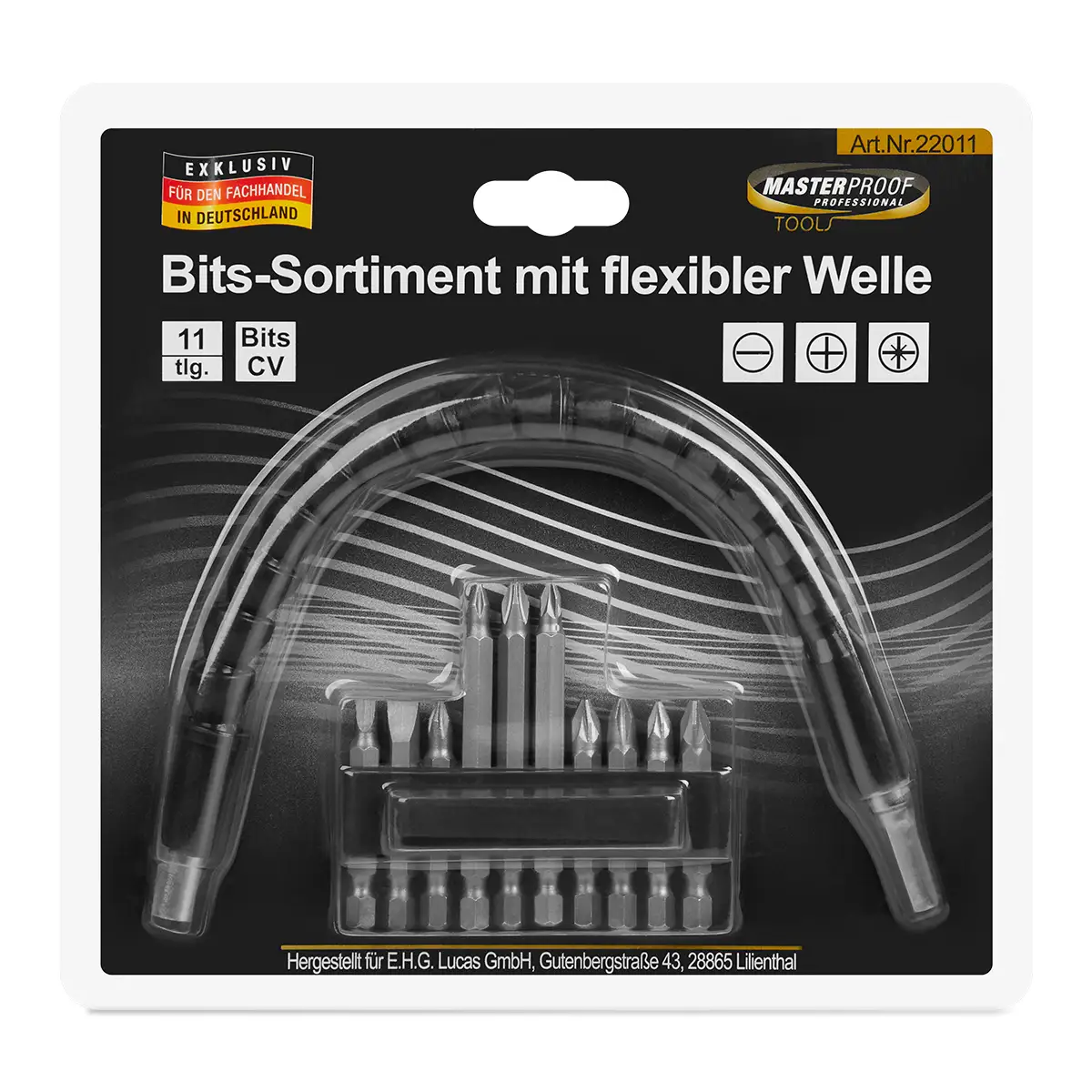Masterproof Bit-Sortiment mit flexibler Welle