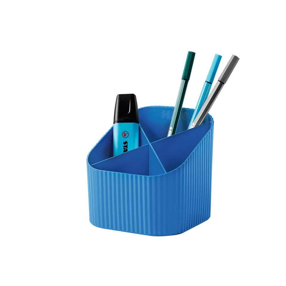 Schreibköcher Re-X-LOOP - 4 Fächer, blau