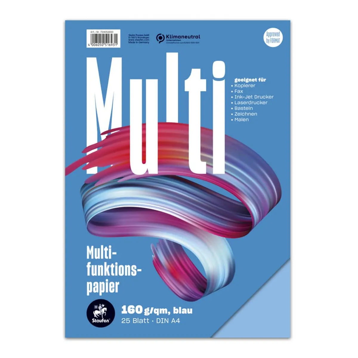 Staufen Multifunktionspapier 7X PLUS - A4, 160 g/qm, blau, 25 Blatt