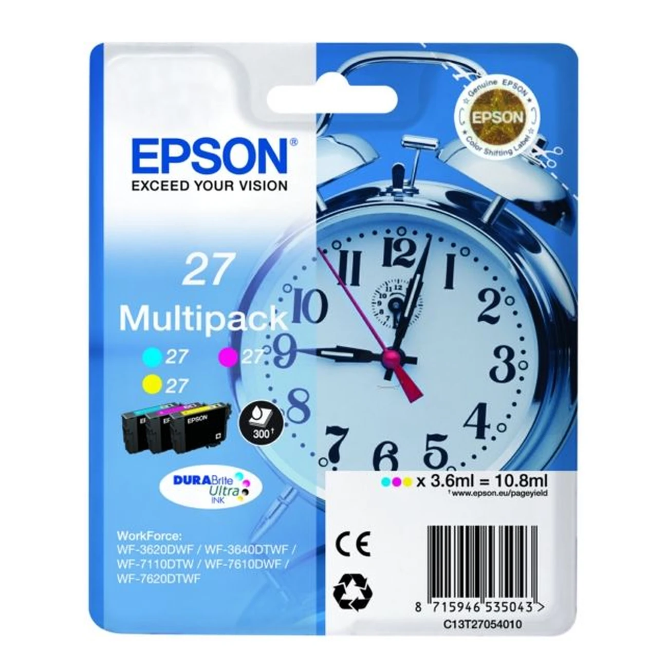 Druckerpatronen MultiPack Epson 27 cyan magenta gelb 10,8 ml (C13T27054010)