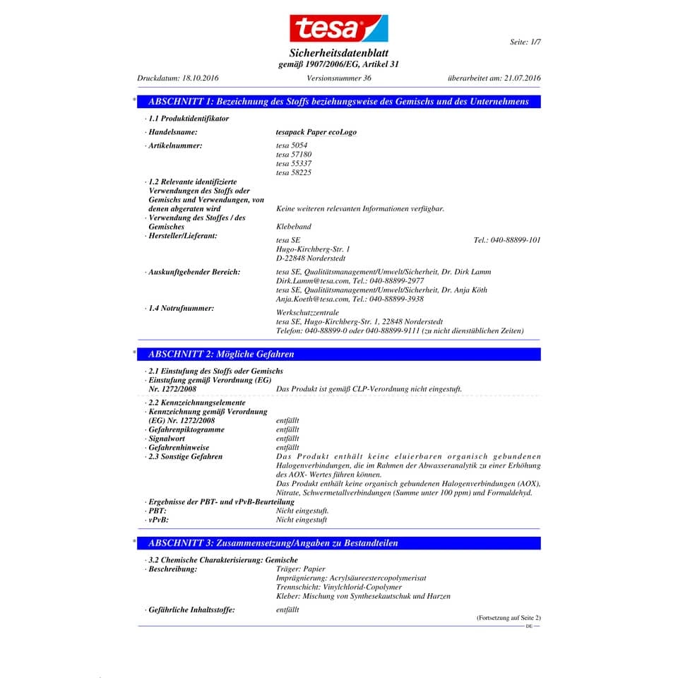 tesa® Verpackungsklebeband tesapack® Paper EcoLogo - Papier, 50 m x 50 mm, braun