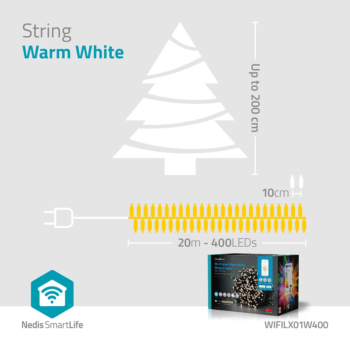 Nedis Smarte LED Lichterkette, 20m