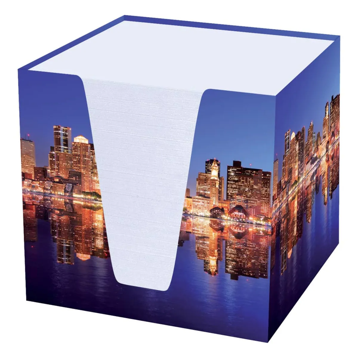 RNK Verlag Notizklotz Skyline - 900 Blatt, 70 g/qm, weiß, 92 x 92 x 92 mm