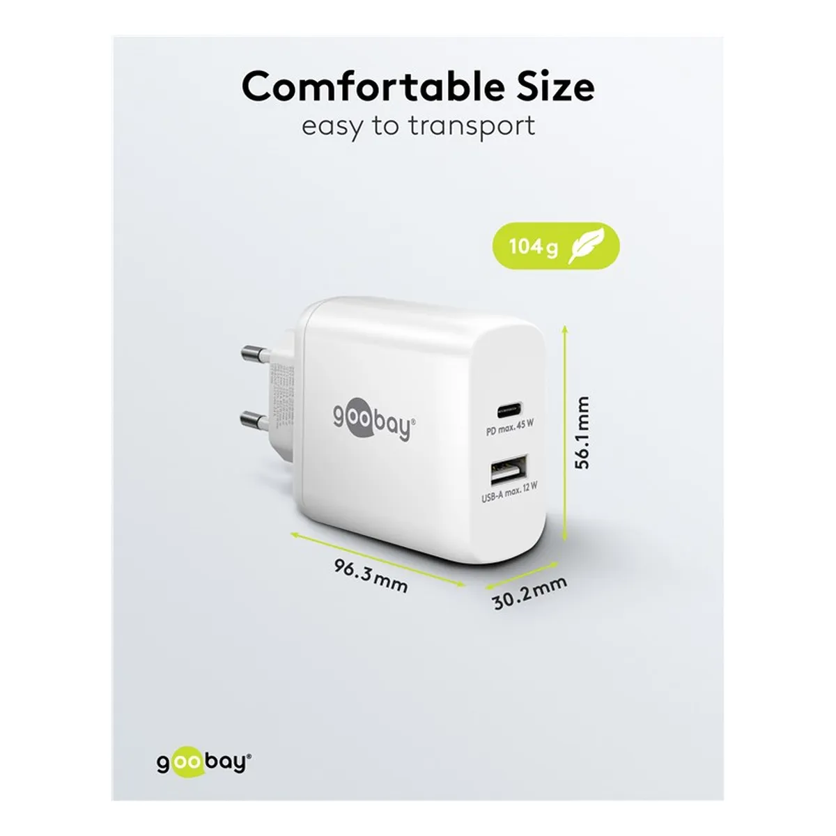 Goobay Dual-USB-Schnellladegerät PD/QC (45 W) weiß