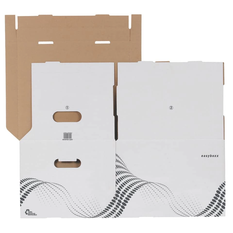 LEITZ Archiv Container easyboxx M - Wellpappe (RC), Tragkraft 15 kg, weiß