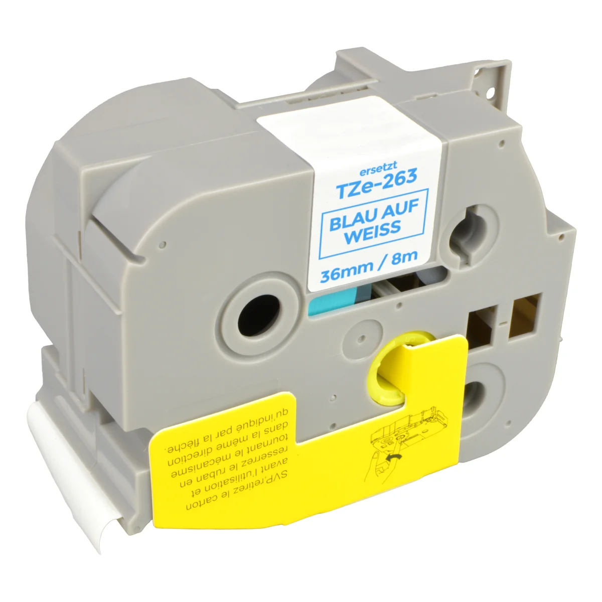 Brother TZE-263 alternatives Beschriftungsband 'blau auf weiß' 36mm x 8m - Digital Revolution