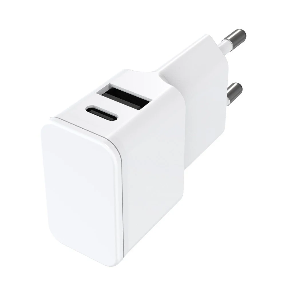 Universal Netzteil Dubi, 1x USB-A + 1x Typ-C, 12W | 5V / 2.4A, kompaktes Design, weiß