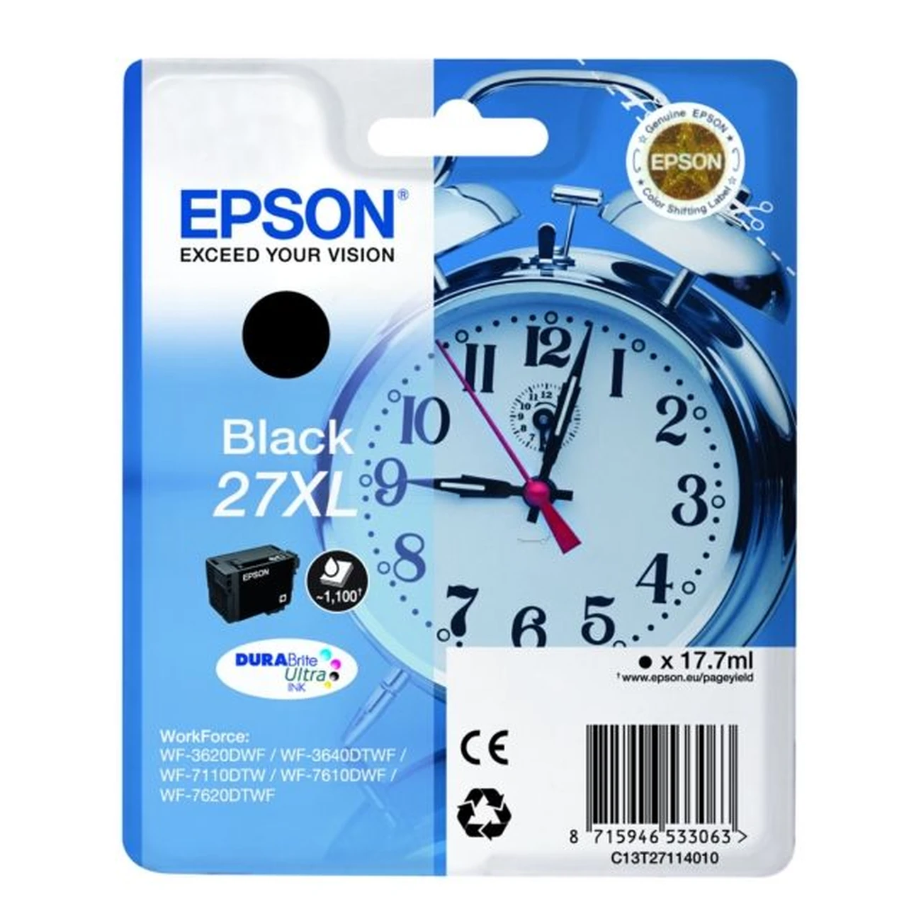 Druckerpatrone Epson 27XL schwarz 17,7 ml | 1.100 Seiten (C13T27114010)