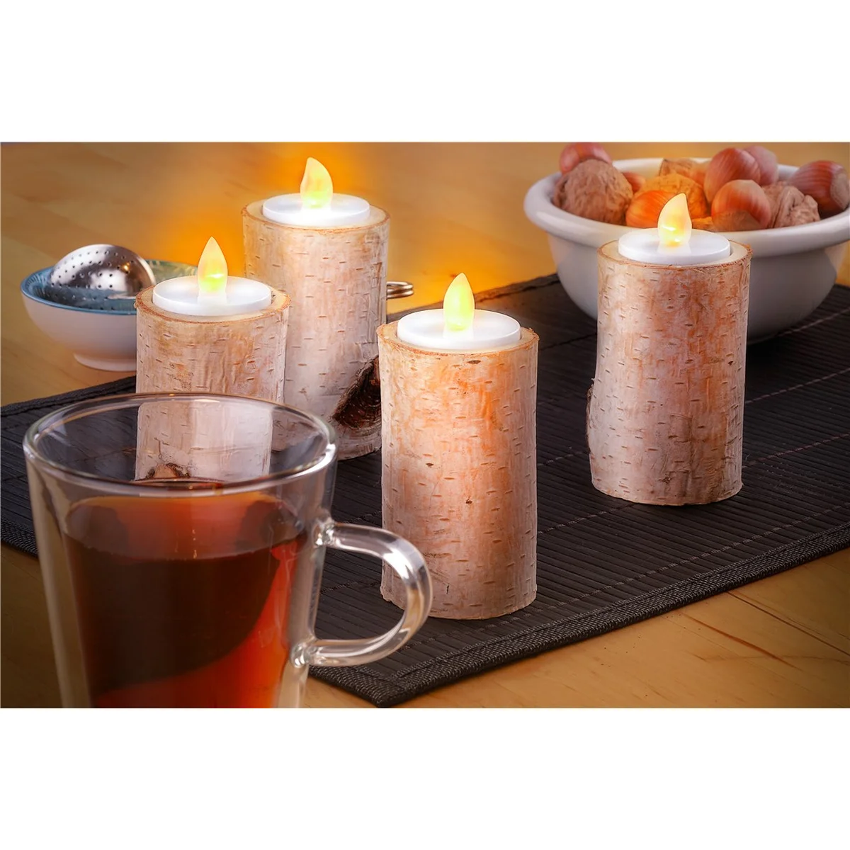 Goobay 4er-Set LED-Teelichter mit Timer, weiß