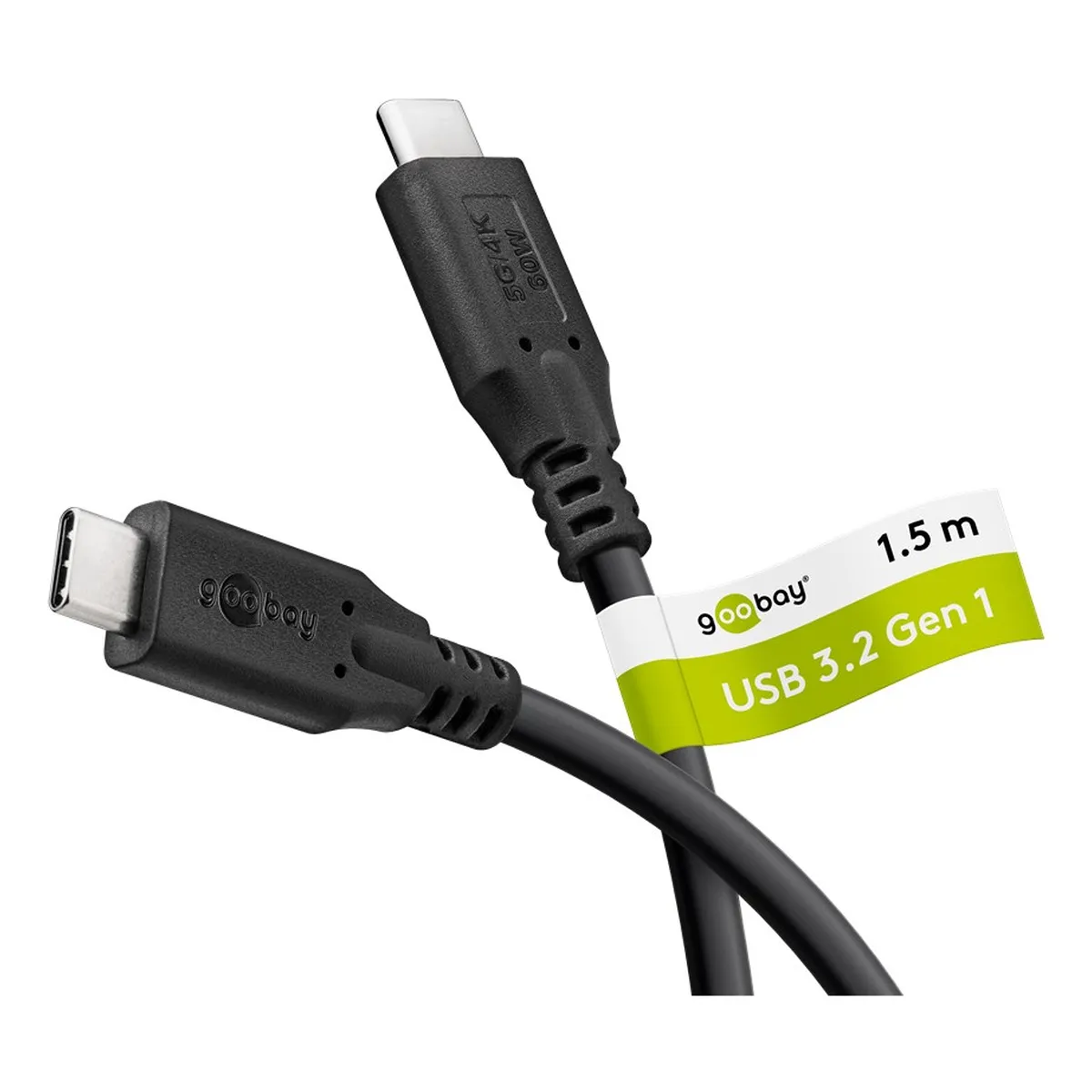 Goobay USB-C™-Kabel, USB 3.2, 4K/60 Hz, 60 W, 5 Gbit/s, Power Delivery, 1 m schwarz