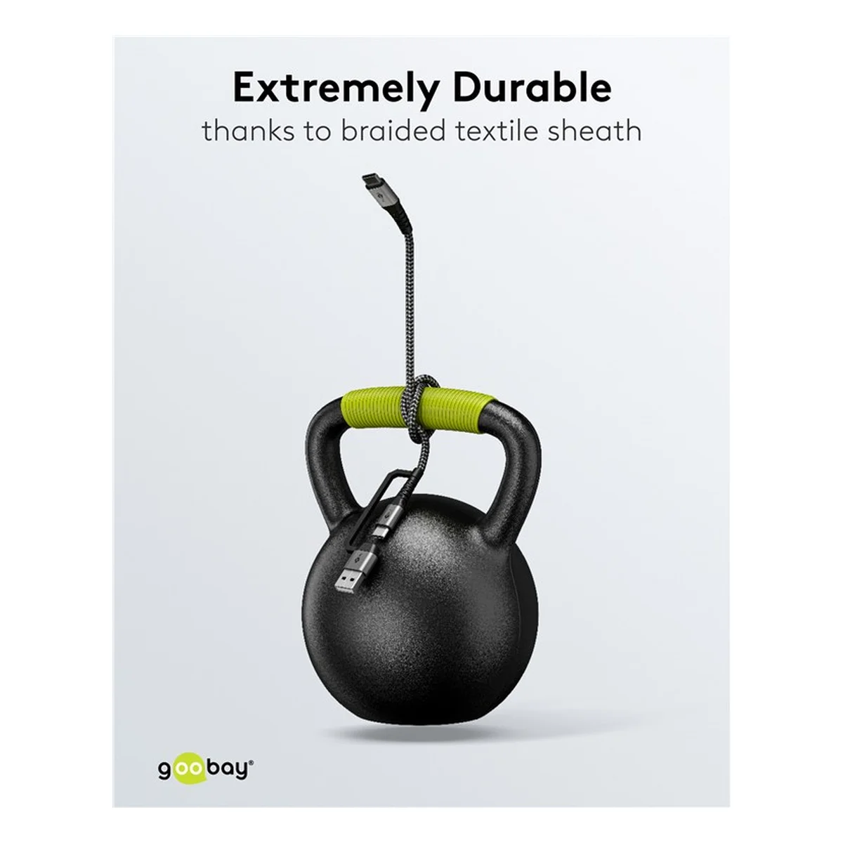 2in1 USB-Textilkabel, spacegrau/silber, 2 m