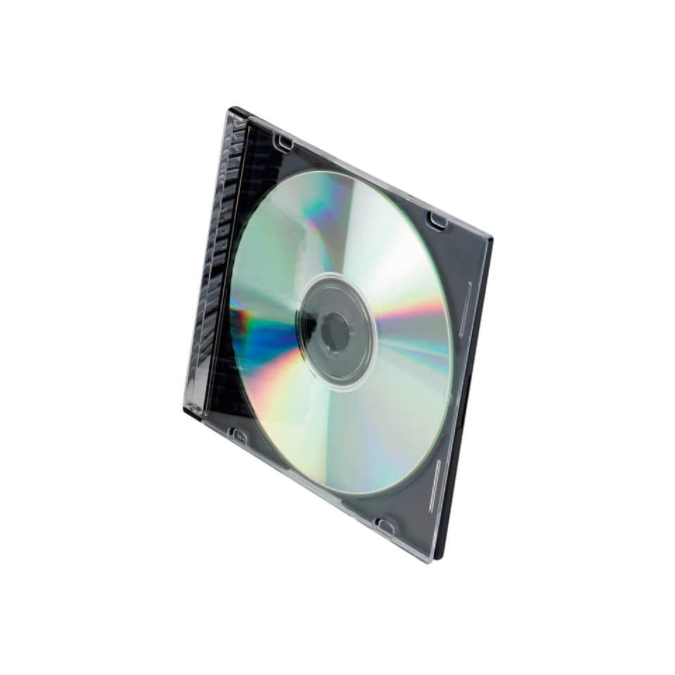 CD-Boxen Standard - Slim Line für 1 CD/DVD, transparent/schwarz, Packung mit 25 Stück