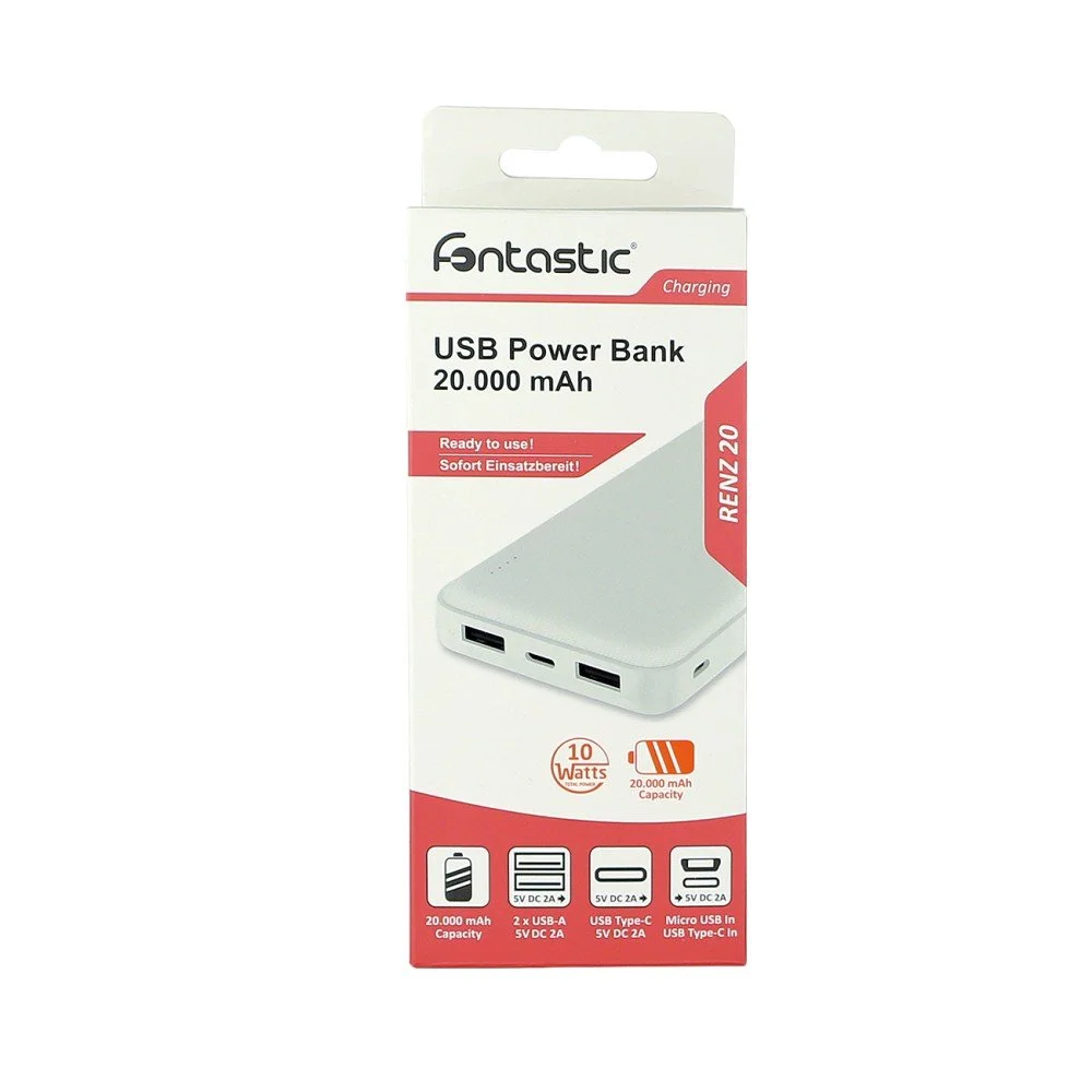 Fontastic Power Bank Renz20 20.000mAh, 2x USB-A & 1x Typ-C
